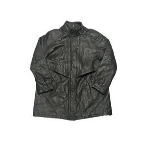 Vintage 90’s Charles Klein Black Snap-Up Leather Jacket